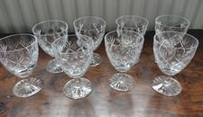 Webb Corbett Prince Charles - 8x Cut Crystal 10.5cm Wine / Water Goblet Glasses