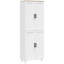 HOMCOM Mobile Dispensa da Cucina con 5 Ripiani Regolabili Bianco e color Legno