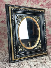 Ancien miroir  ovale Napoléon 3 bois doré noirci ovale 19e