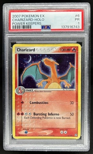 2007 Pokemon EX Power Keepers Charizard Holo #6/108 PSA 1