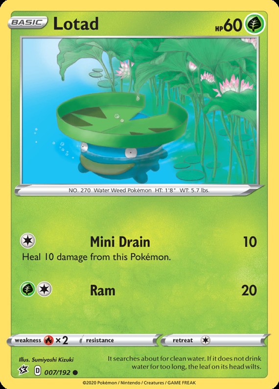 Lotad - 007/192 - Common (Near Mint) Rebel Clash - Grass Pokémon