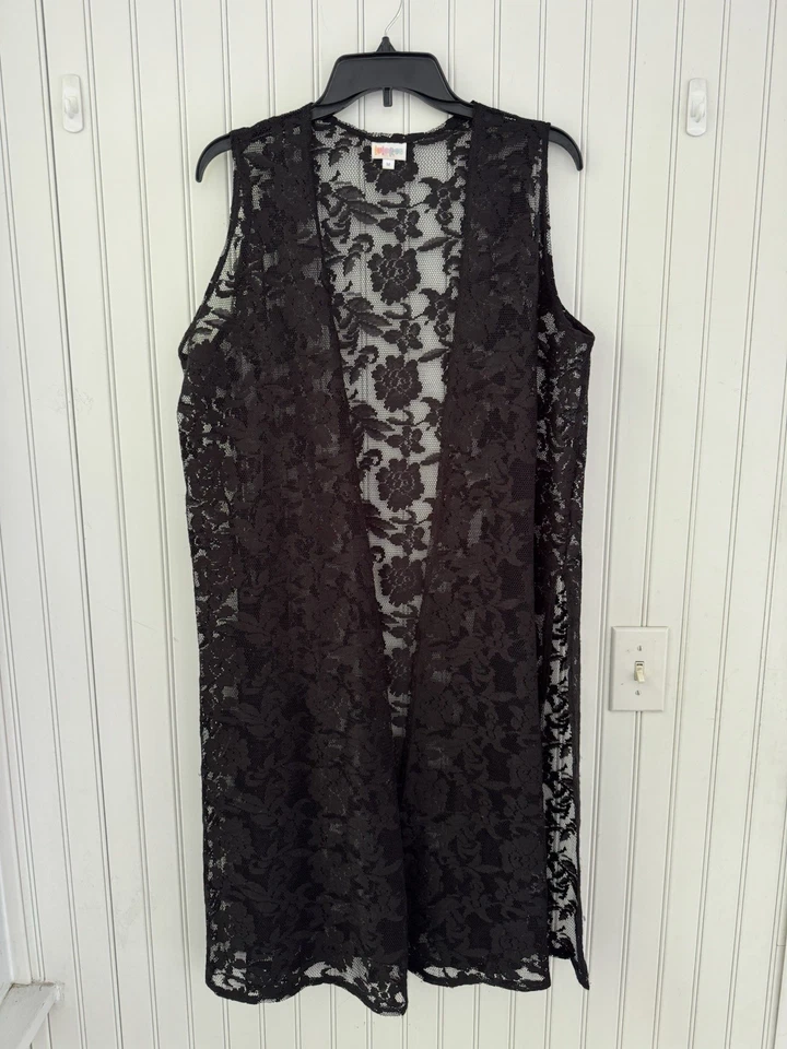 Lularoe M Largo Negro Floral Encaje Topper Transparente Romántico Femenino Oscuro Capricho Foto 3 de 4