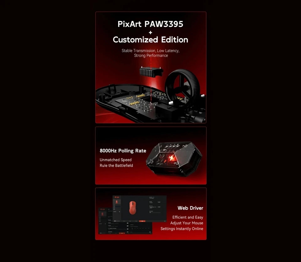 FGG MAD G 43g Lightweight Wireless Gaming Mouse 8KHz PAW3395 RGB Ergonomic - Image 3 of 4