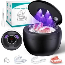 Upgraded Ultrasonic Retainer Cleaner Machine, 45kHz Ultrasonic Dentures Clean...