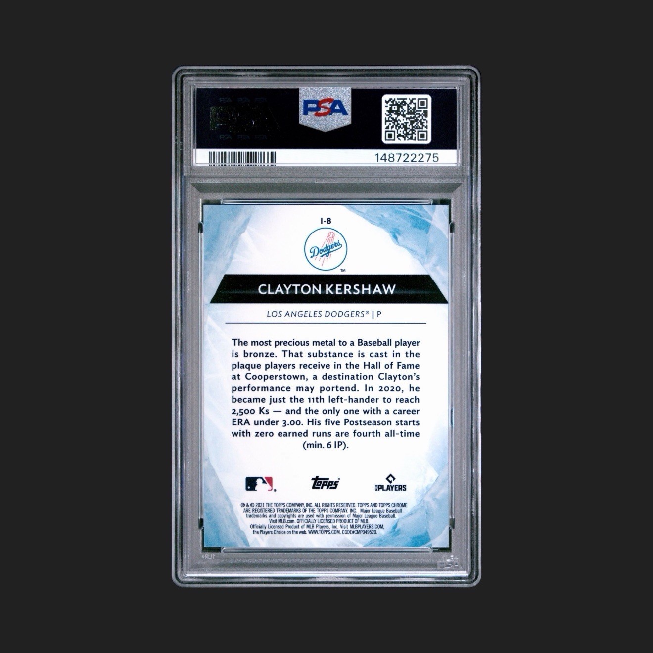 Clayton Kershaw Topps 2021 Chrome Ben Baller Edition Icy #I-8 Dodgers PSA 10 view 2