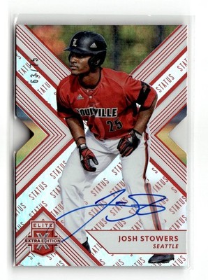 2018 Panini Elite Extra Red Status Josh Stowers #53 Auto Die-Cut /75 (E)