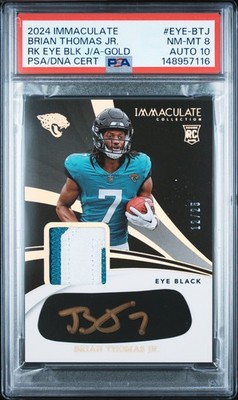 2024 Immaculate #EYE-BTJ Brian Thomas Jr. Rk Eye Blk Jsy Auto Gold PSA 8/10 #/25