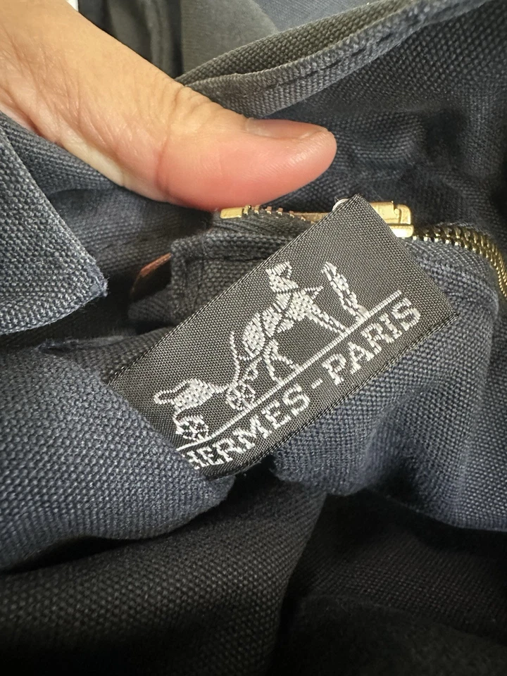 Hermes Fourre Tout Fabric Canvas Large Carryall Satchel Bag, VGood Condition - Image 3 of 4