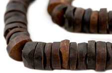 Brown Bone Disk Beads 16-18mm Kenya African Large Hole 32 Inch Strand Handmade