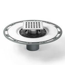 Bernkot 4" Square Shower Drain, Brushed 304 Stainless Steel Grate, Removable
