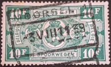 Belgia 1927 10Fr Poczta Kolejowa SG404 używany znaczek