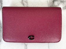 Coach Essential Slim Card Case Cardholder Leather Wallet Pink Rose CH821 EUC