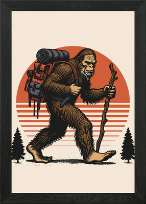 Bigfoot Walking Go Outside Gerahmtes Wandbild Poster Leinwanddruck Bild