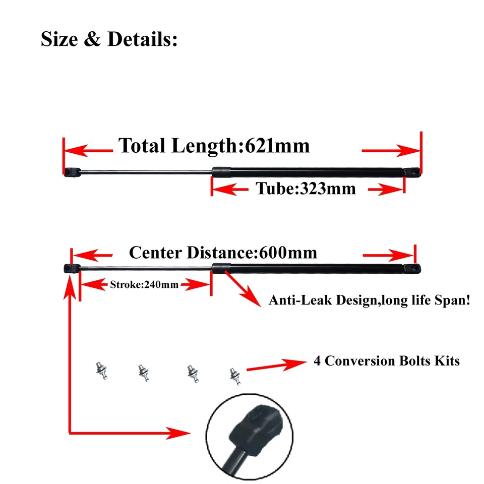 Bonnet Hood Gas Struts For Alfa Romeo Brera 2006-2011 JTS Selespeed V6 Hatchback - image 2 of 4