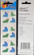 12 packages of Pearly Walrus Stickers, "Great 7" Sticker Designs, PMP4202