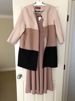 Robe Longue Max Mara Beige Taille 8 - En Triacétate, Sans Manches, Col V, Neuve Avec étiquettes