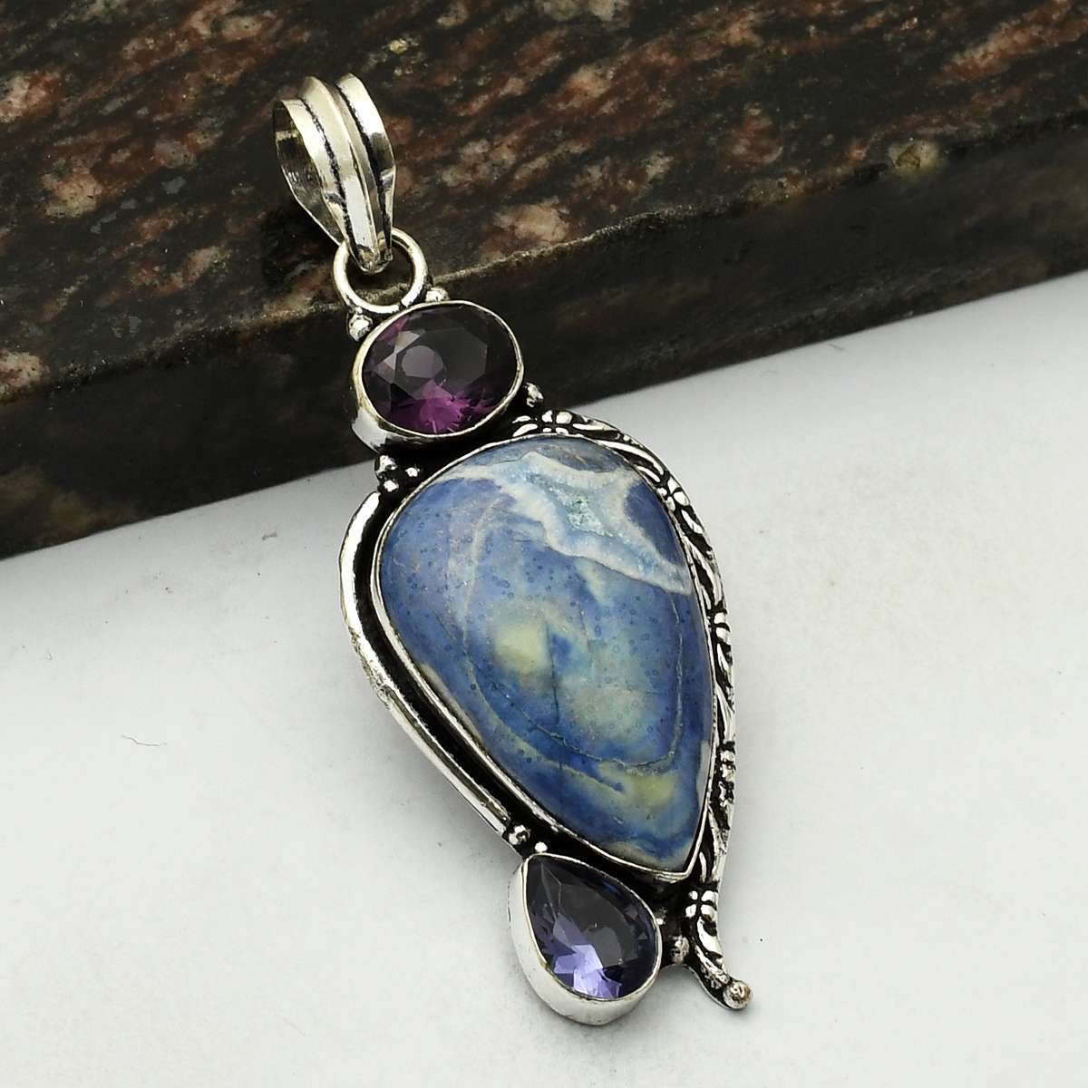 Dendrite Opal Amethyst Gemstone Handmade Pendant Jewelry New Year Gift AP-11883