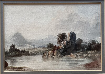 Thales Fielding monogrammiert 19. Jahrhundert Aquarell der Berg-/Seenlandschaft