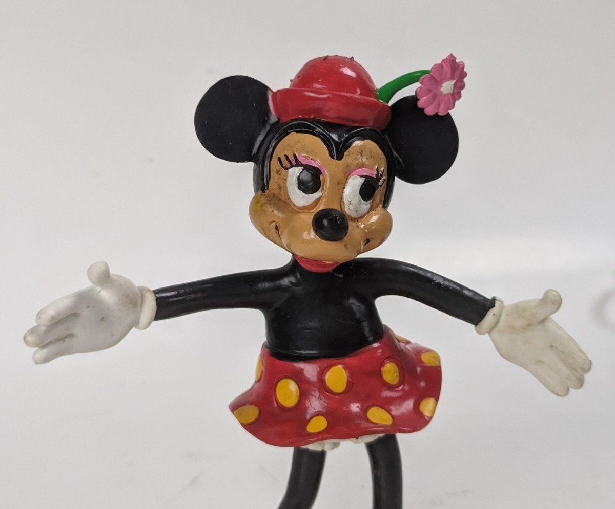 Vintage 1985 Bully Mickey & Minnie Mouse Walt Disney Bendy Figure