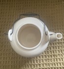 Vintage Blue Onion Style Porcelain Tea Pot Metal Handle Price Imports Japan — photo 8