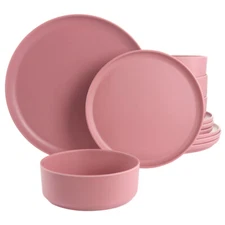 Gibson Home 135730.12 Canyon Crest 12 Piece Round Melamine Dinnerware Set In