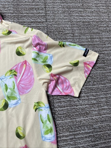 Bad Birdie Golf Polo Shirt Mojito Stretch Pink Flower Limes Cocktail Size XL - Picture 4 of 15