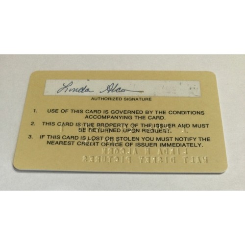 rare Walt Disney Pictures Cast member Credit Card Linda Alcorn WDI 1986 - Picture 2 of 2