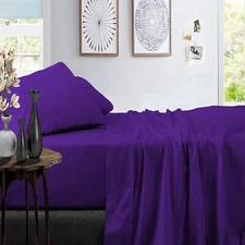 1000TC Noble Egyptian Cotton Bedding Sheets Select Size & Pattern Purple