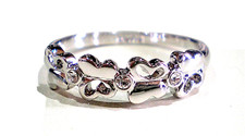 White Gold Plated Ring with 4 Butterflies  Clear CZ Stones