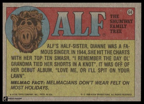 1987-1988 Topps ALF Series 1 & 2 -Pick A Card- Base, Stickers, & Bouillabaseball - Picture 129 of 337