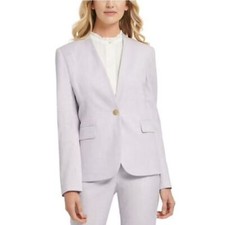 DKNY Women's Collarless Pinstripe One-Button Blazer Light Purple Size 4 NWT