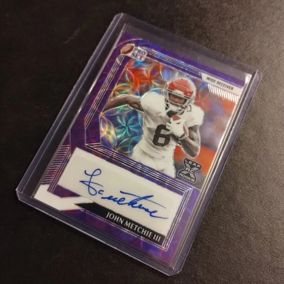 #9/10 John Metchie Purple Scope Rookie Auto 2022 Leaf Pro Set Metal Card Ala - Image 2 of 4