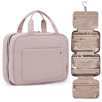 Toiletry Bag Travel Bag with Hanging Hook, Water-resistant Medium Baby Pink  | eBay