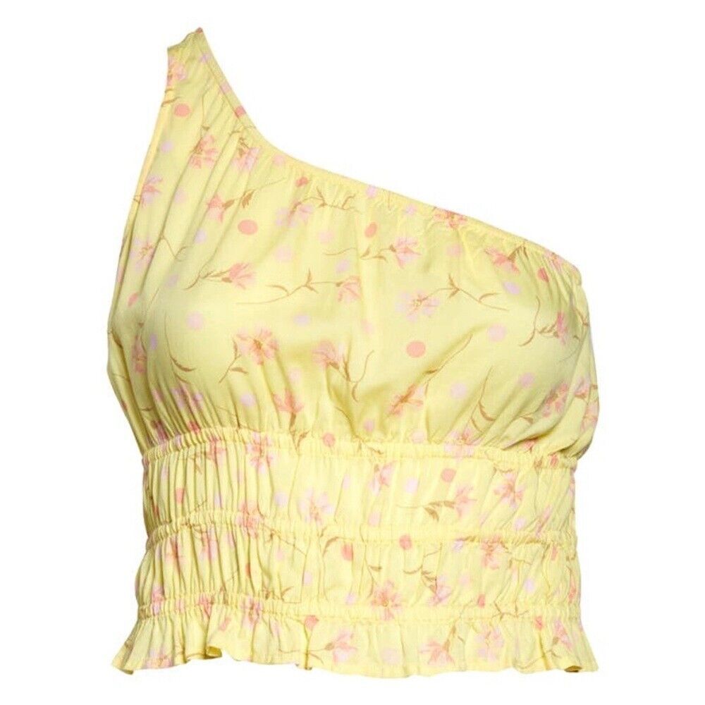 NEW Nordstrom Floral One Shoulder Crop Top Yellow Lemonade Sophie Size 1X BP