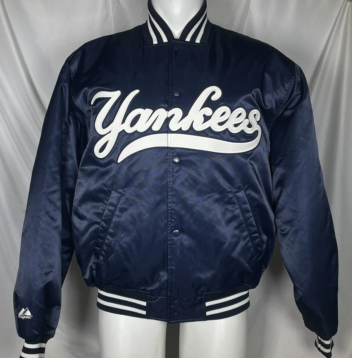 VTG New York Yankees Majestic Blue Dugout Satin Jacket Men’s XXL