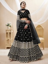 New Black Color Heavy Georgette Lehenga Choli With Net Dupatta For Reception