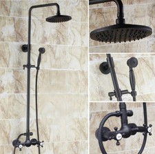 Black Oil Rubbed Brass Bathroom Rainfall Hand Shower Faucet Set Mixer Tap 2rs493