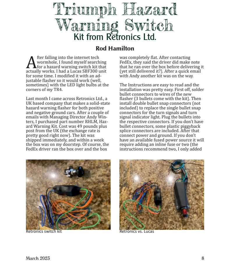 Retronics Hazard Warning Light Kit, Classic Cars, Vans...LED compatible