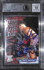 Stone Cold Steve Austin Chris Jericho Signed 2001 Fleer WWF Card BAS COA Gem 10