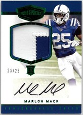 Marlon Mack signed 2017 Panini Plates & Patches Rookie/RPA Auto Patch Card 23/25