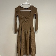 Chyrii Brown Squareneck Long Sleeve Casual A-Line Mini Dress Size XS