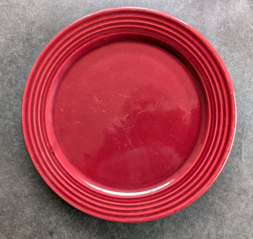 Vintage Bauer Ringware Maroon Burgundy Plate 9 1/2 inches Los Angeles