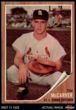 1962 Topps #167 Tim McCarver Green Tint Cardinals RC RARE VARIATION 7 - NM