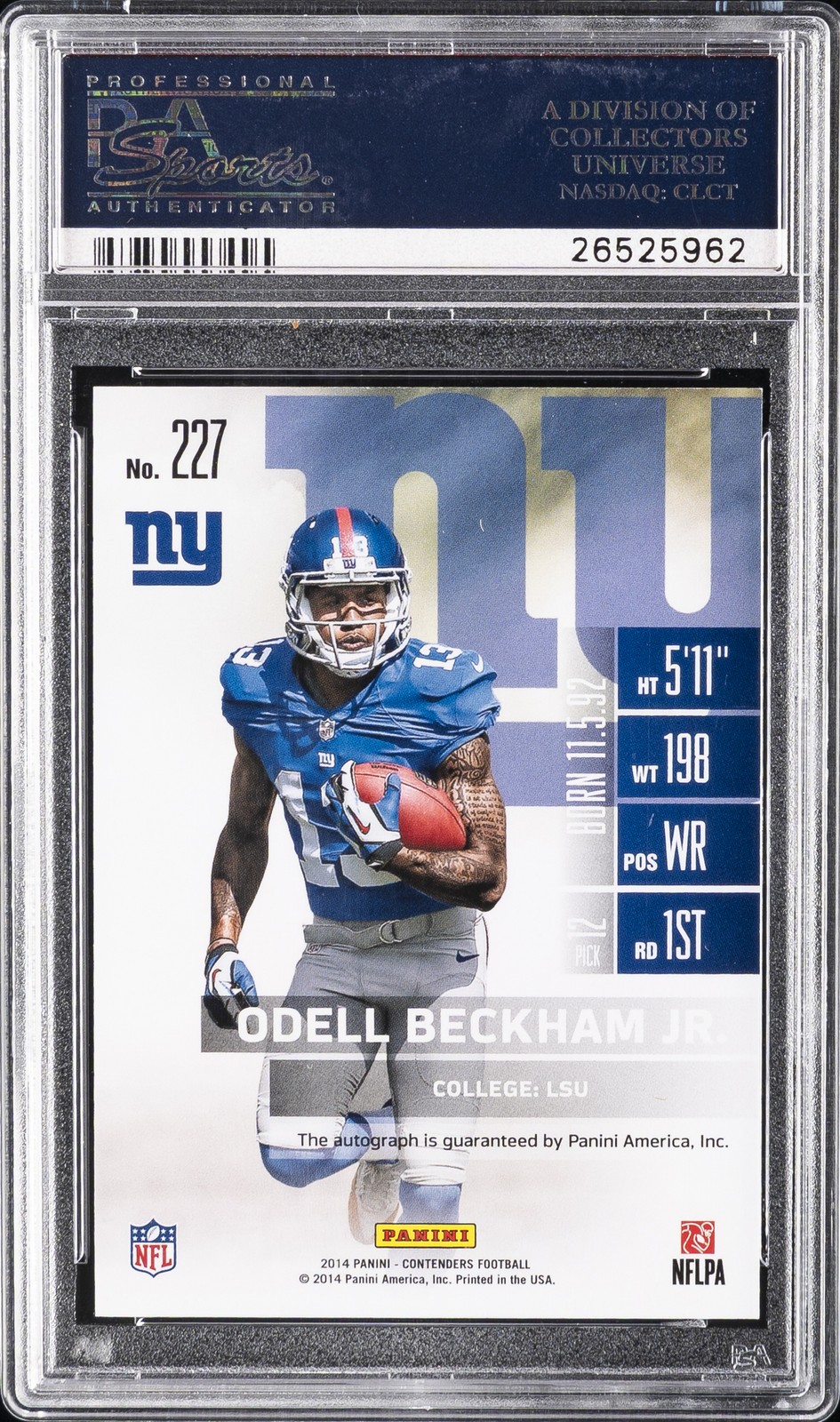 2014 CONTENDERS AUTO-CHAMPIONSHIP TICKET ODELL BECKHAM JR. ROOKIE RC #/49 PSA 10 view 2