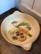 Vintage NS Gustin Los Angeles Pottery Heavy-Duty Hand-Painted Ovenware USA