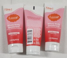3 Pk Lum  Whole Body Deodorant Invisible Cream Peony Rose Scent 2.2 Oz Ea New
