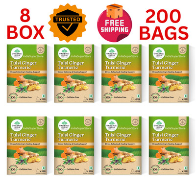 Tulsi Ginger Turmeric | Organic India TEA 8 BOX 200 BAGS | Herb | FREE SHIPPING