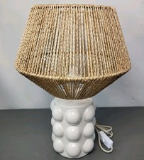 Bobble Retro Ceramic Table Lamp With Ratten Rope Lampshade White By Dunelm UK 