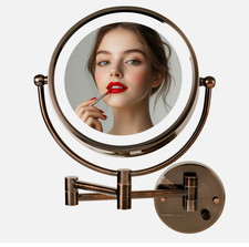 OVENTE 9" LED Specchio Trucco da Parete 1X/7X Dimmerabile Ottone Antico