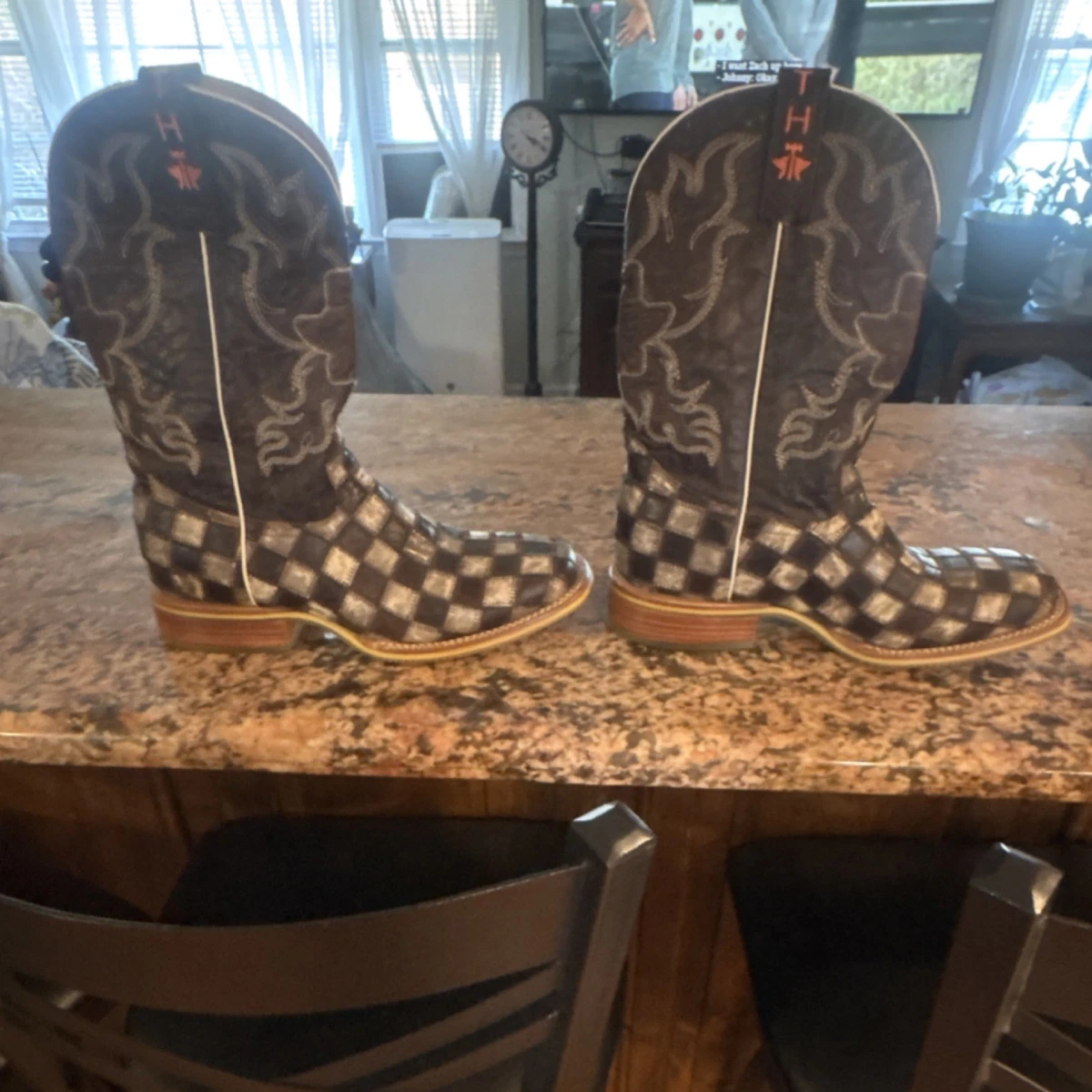 Bottes Western Homme Tin Haul – Cuir Marron, Semelle Pistolet, Pointure 8, Fait Main !